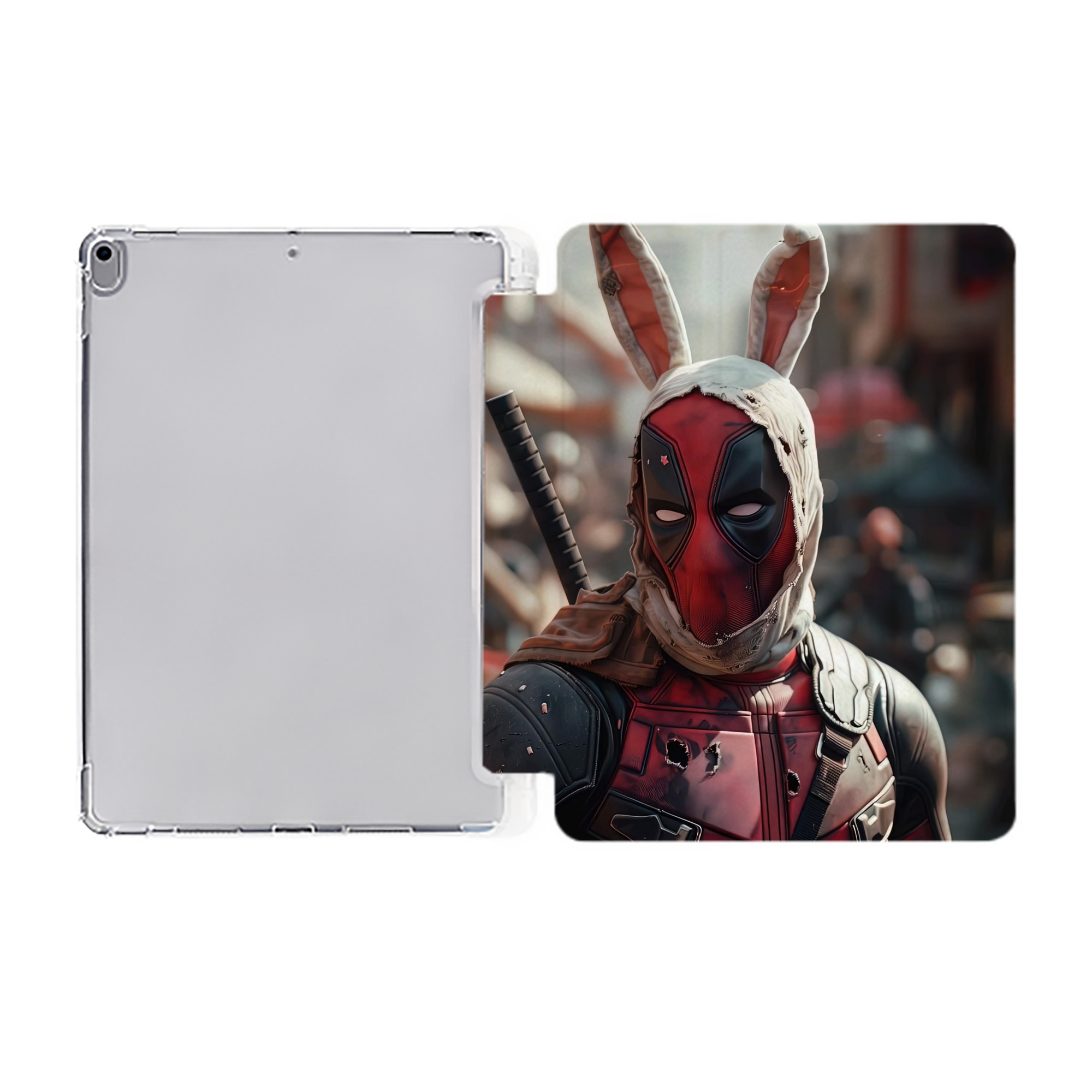 （画像用） Deadpool デッドプール IPad ケース ペン収納付き 三つ折りスタンド PUレザー×シリコン 対応機種9.5/10.5/10.9インチ